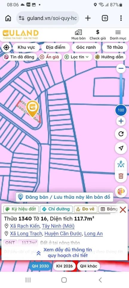 Bán nền đất 118m2 thổ cư tại Long Trạch, Cần Đước, Long An