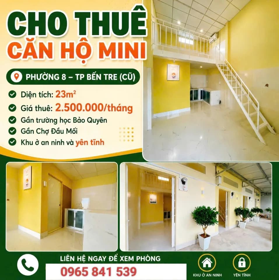 Cho thuê căn hộ 24m2 tại Phú Khương, Vĩnh Long